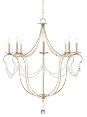 Currey and Company - 9891 - Eight Light Chandelier - Silver Leaf