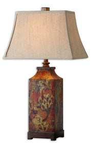 Uttermost - 27678 - One Light Table Lamp - Colorful Flowers - Burnished Walnuted