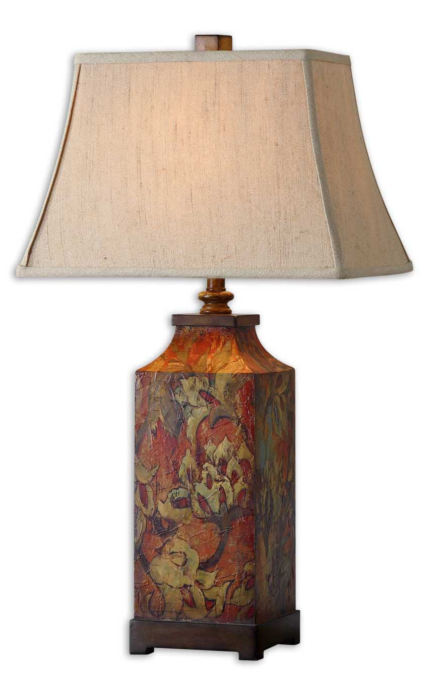 Uttermost - 27678 - One Light Table Lamp - Colorful Flowers - Burnished Walnuted