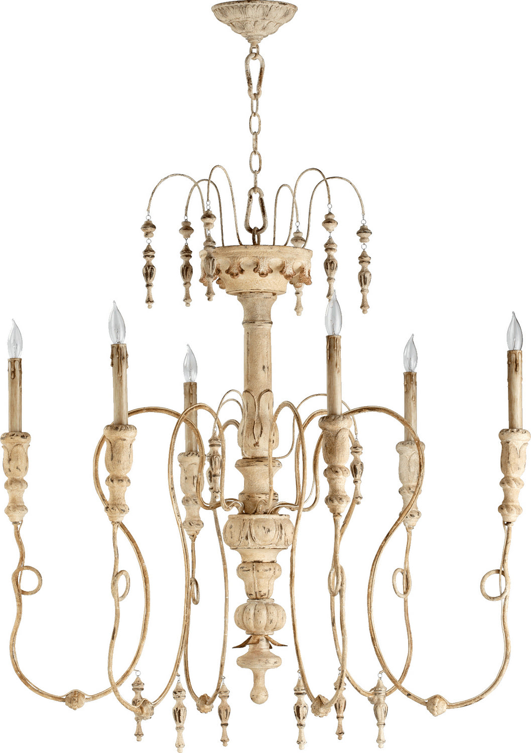 Quorum - 6206-6-70 - Six Light Chandelier - Salento - Persian White