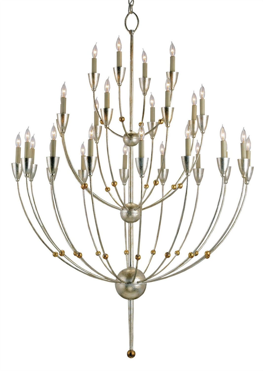 Currey and Company - 9159 - 28 Light Chandelier - Silver Granello/Gold Leaf