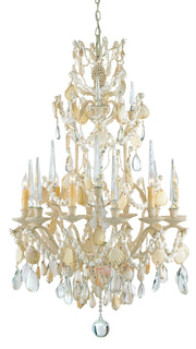 Currey and Company - 9162 - Six Light Chandelier - Natural/Crushed Shell