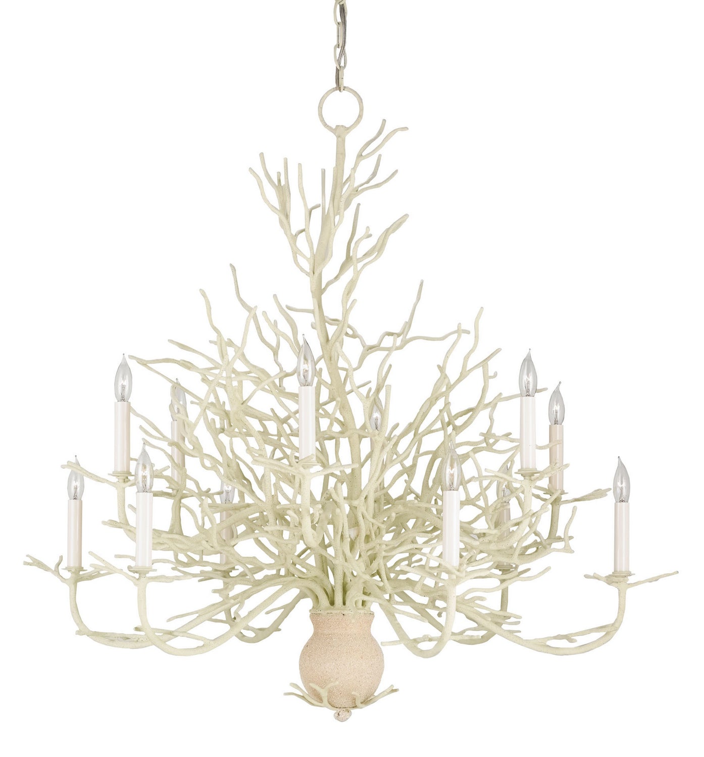 Currey and Company - 9188 - 12 Light Chandelier - White Coral/Natural Sand