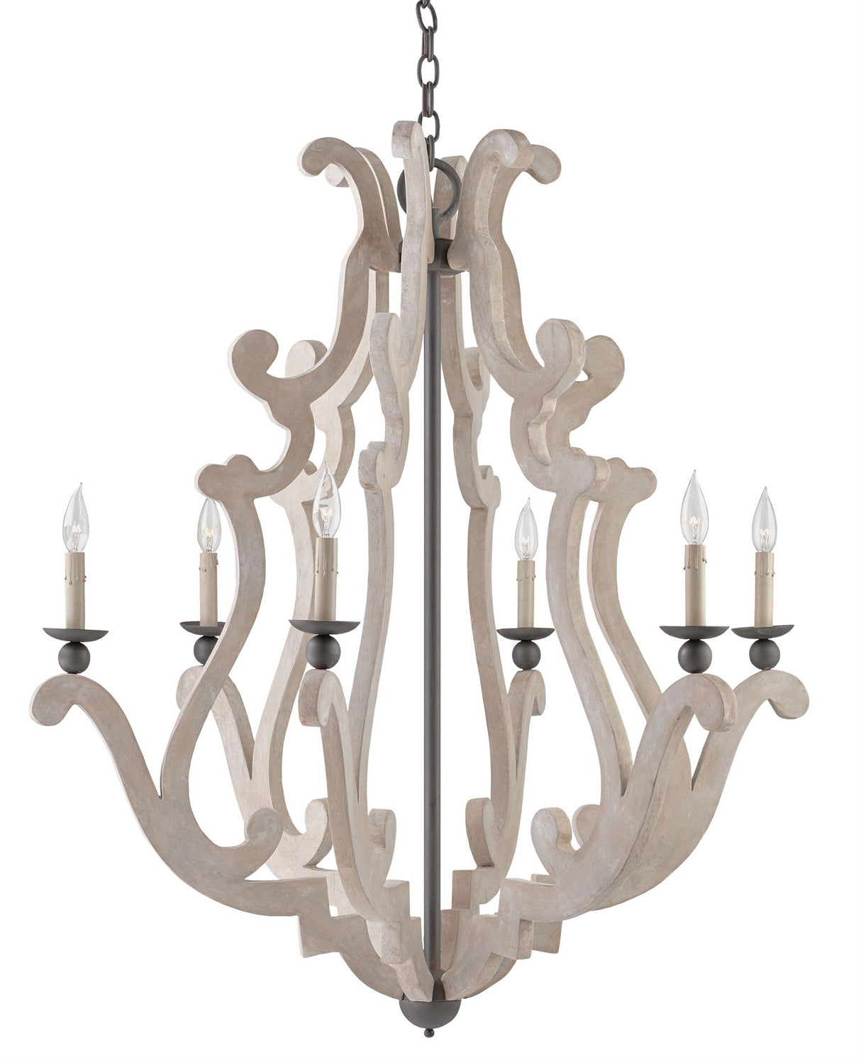Currey and Company - 9636 - Six Light Chandelier - Portland/Old Iron