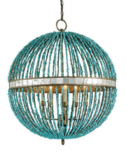 Currey and Company - 9763 - Five Light Chandelier - Turquoise/Cupertino/Antique Mirror