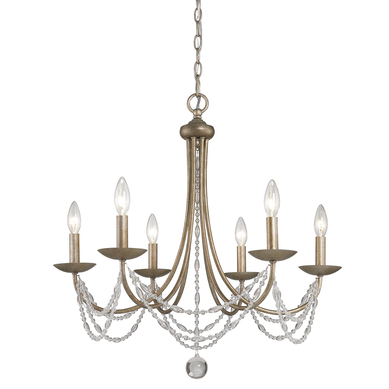 Golden - 7644-6 GA - Six Light Chandelier - Mirabella - Golden Aura