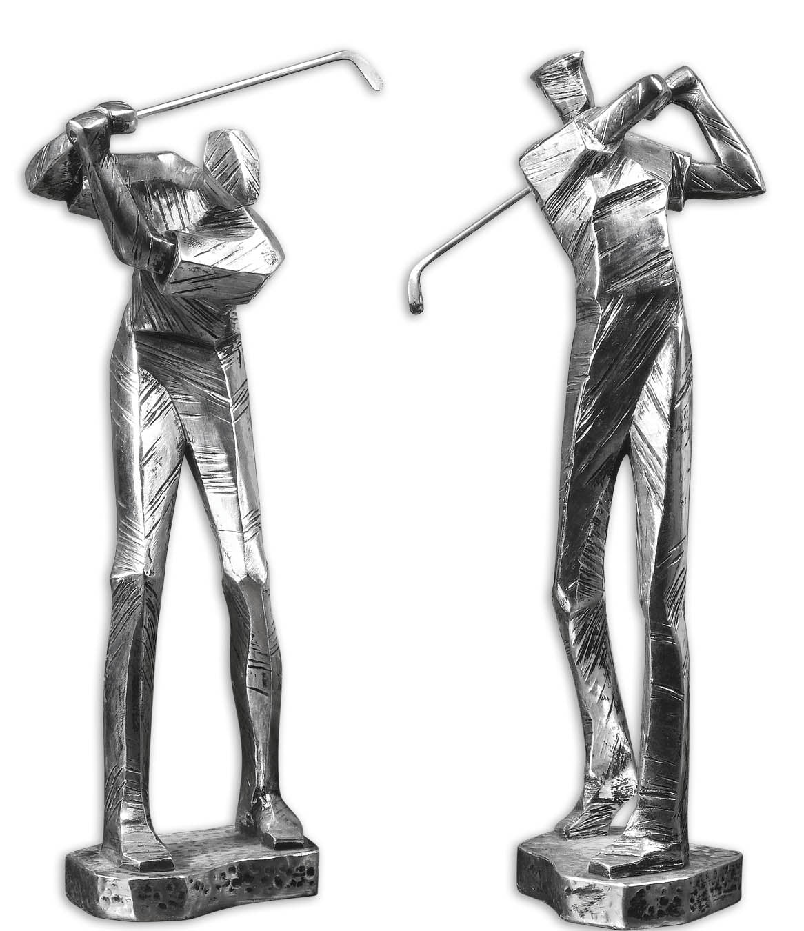 Uttermost - 19675 - Sculpture, Set/2 - Practice Shot - Silver w/Matte Black Glaze