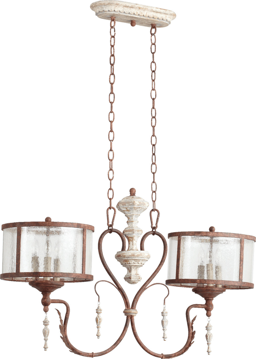 Quorum - 6552-6-56 - Six Light Island Pendant - La Maison - Manchester Grey|Rust Accents