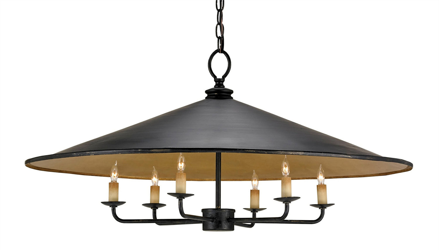 Currey and Company - 9873 - Six Light Chandelier - French Black/Contemporary Gold
