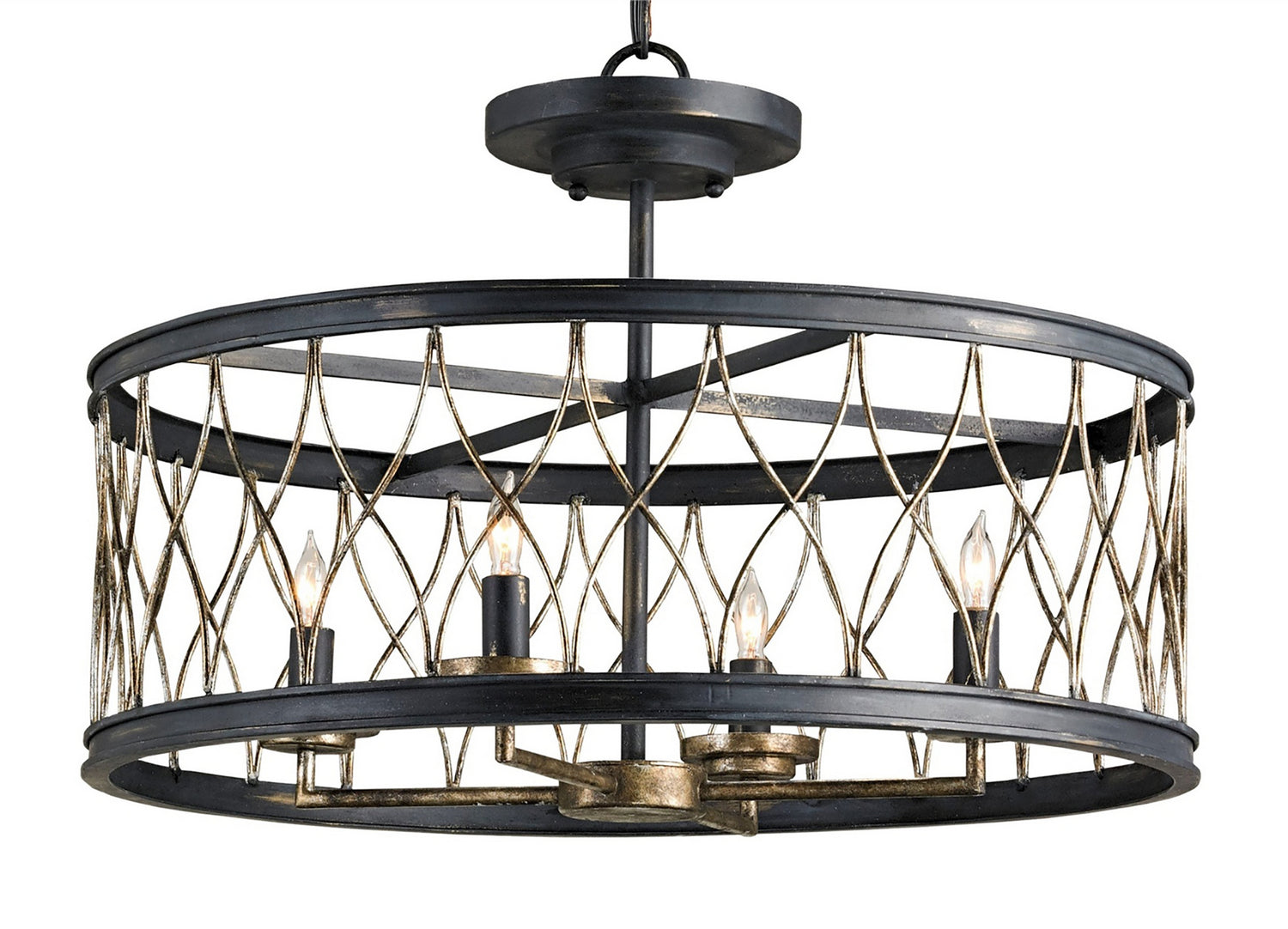 Currey and Company - 9902 - Four Light Pendant - French Black/Pyrite Bronze