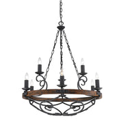Golden - 1821-9 BI - Nine Light Chandelier - Madera - Black Iron