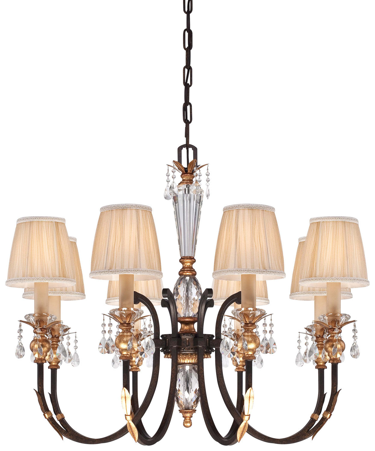 Metropolitan - N6648-258B - Eight Light Chandelier - Bella Cristallo - French Bronze With Gold Leaf Highlights