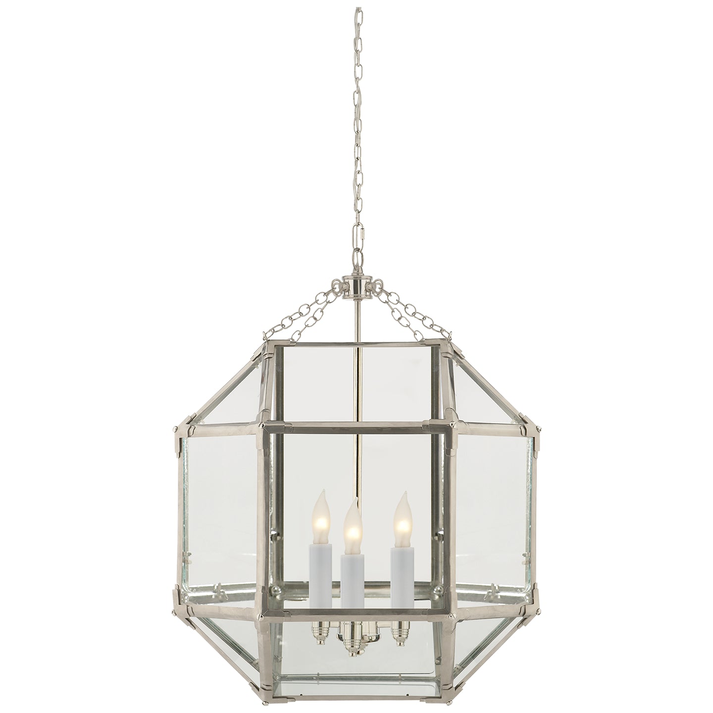 Visual Comfort Signature - SK 5009PN-CG - Three Light Lantern - Morris - Polished Nickel