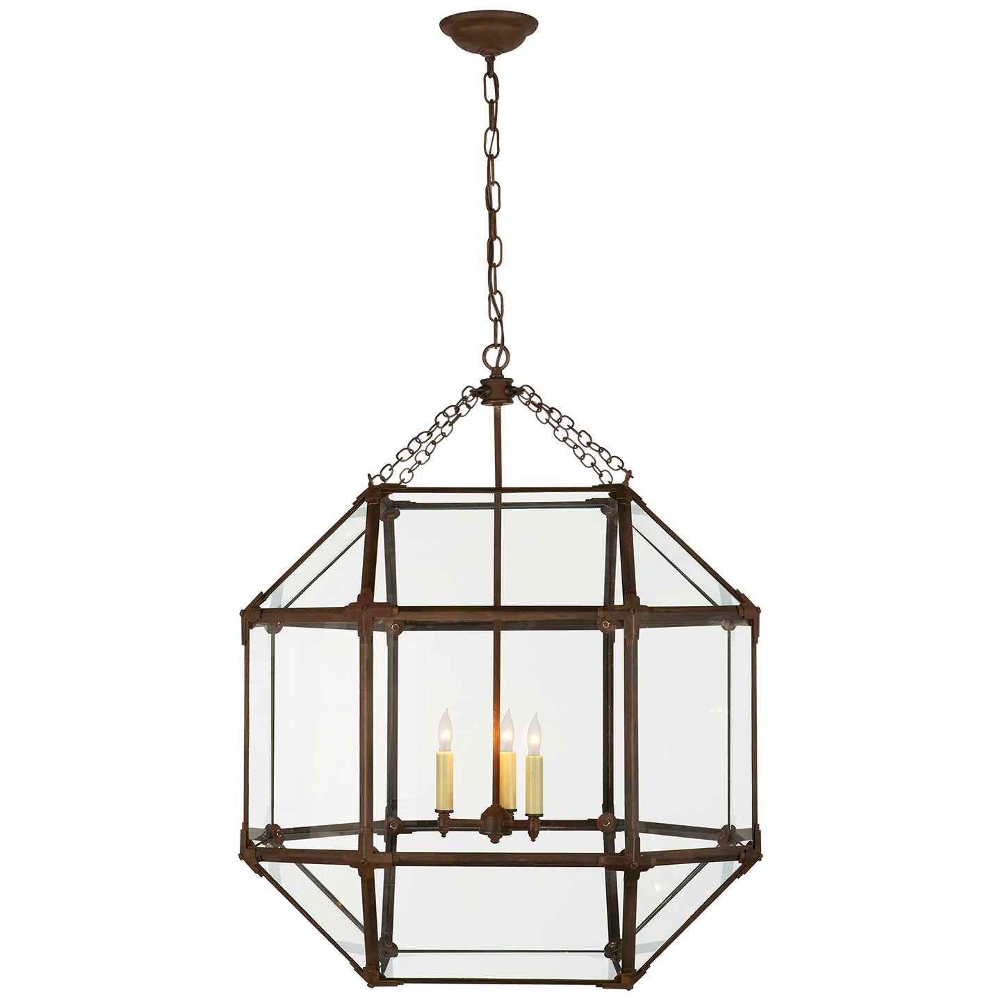 Visual Comfort Signature - SK 5010AZ-CG - Three Light Lantern - Morris - Antique Zinc