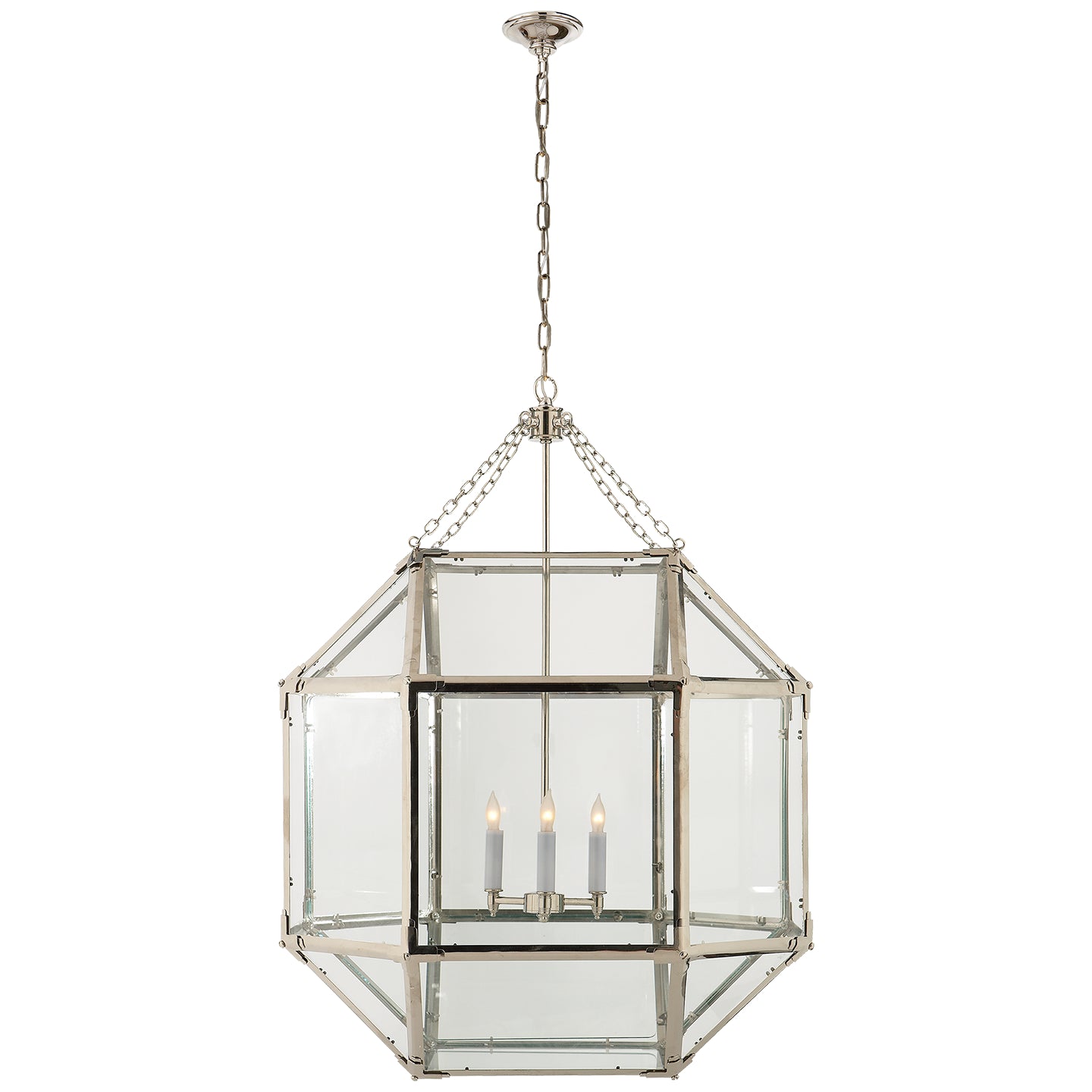 Visual Comfort Signature - SK 5010PN-CG - Three Light Lantern - Morris - Polished Nickel