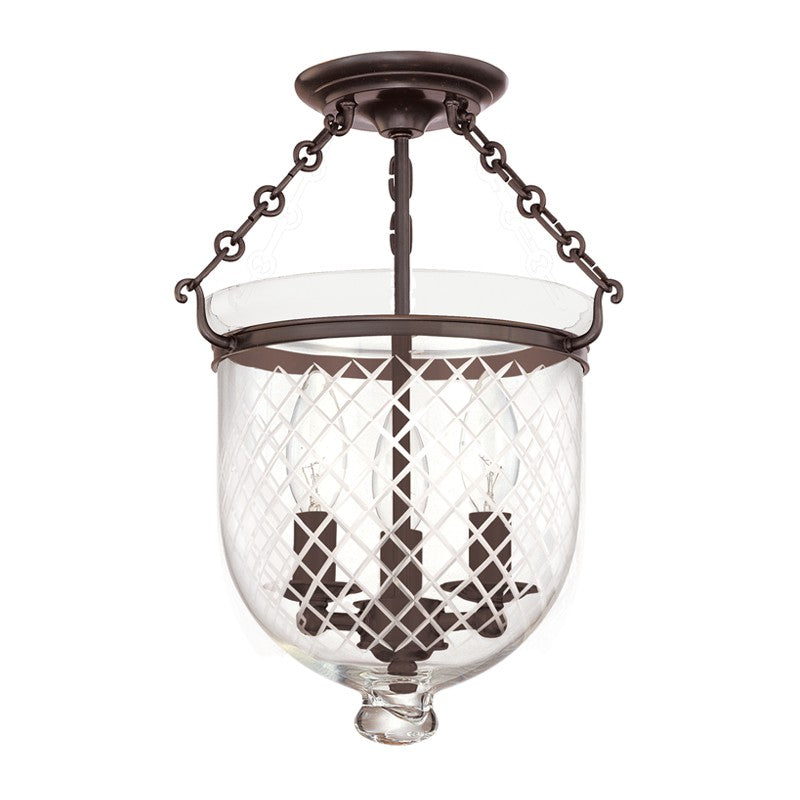 Hudson Valley - 251-OB-C2 - Three Light Semi Flush Mount - Hampton - Old Bronze
