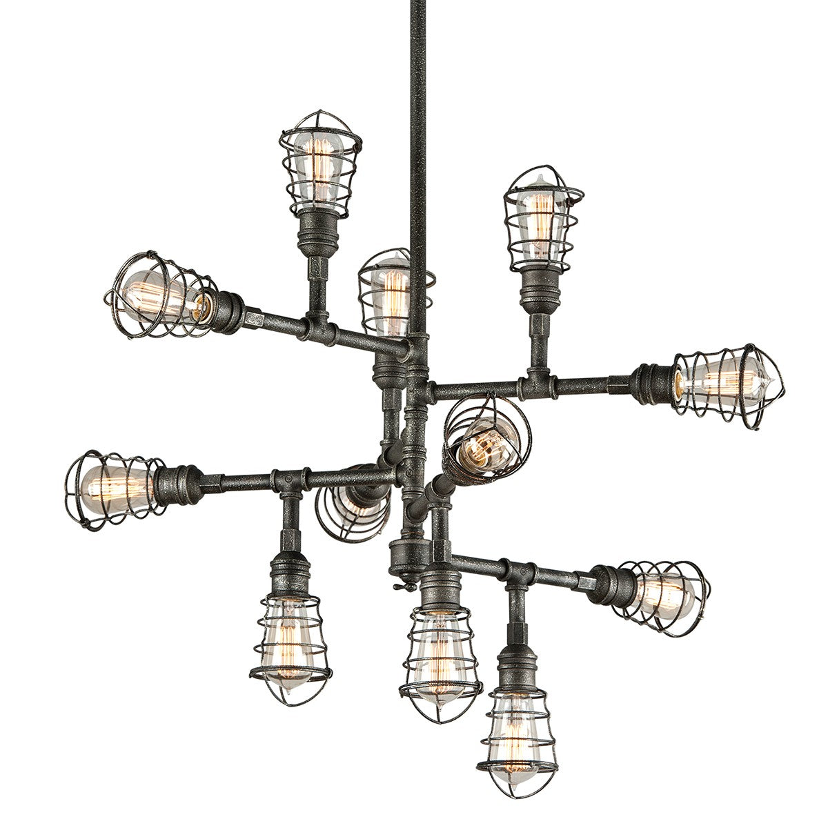 Troy Lighting - F3817 - 12 Light Chandelier - Conduit - Old Silver