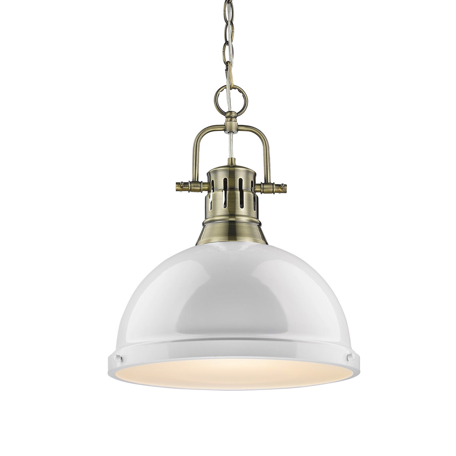 Golden - 3602-L AB-WH - One Light Pendant - Duncan - Aged Brass