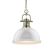 Golden - 3602-L AB-WH - One Light Pendant - Duncan - Aged Brass