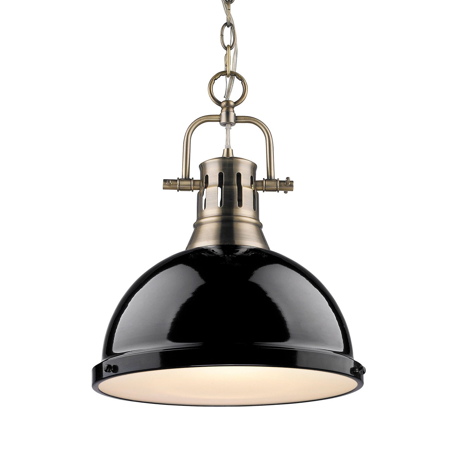Golden - 3602-L AB-BK - One Light Pendant - Duncan - Aged Brass