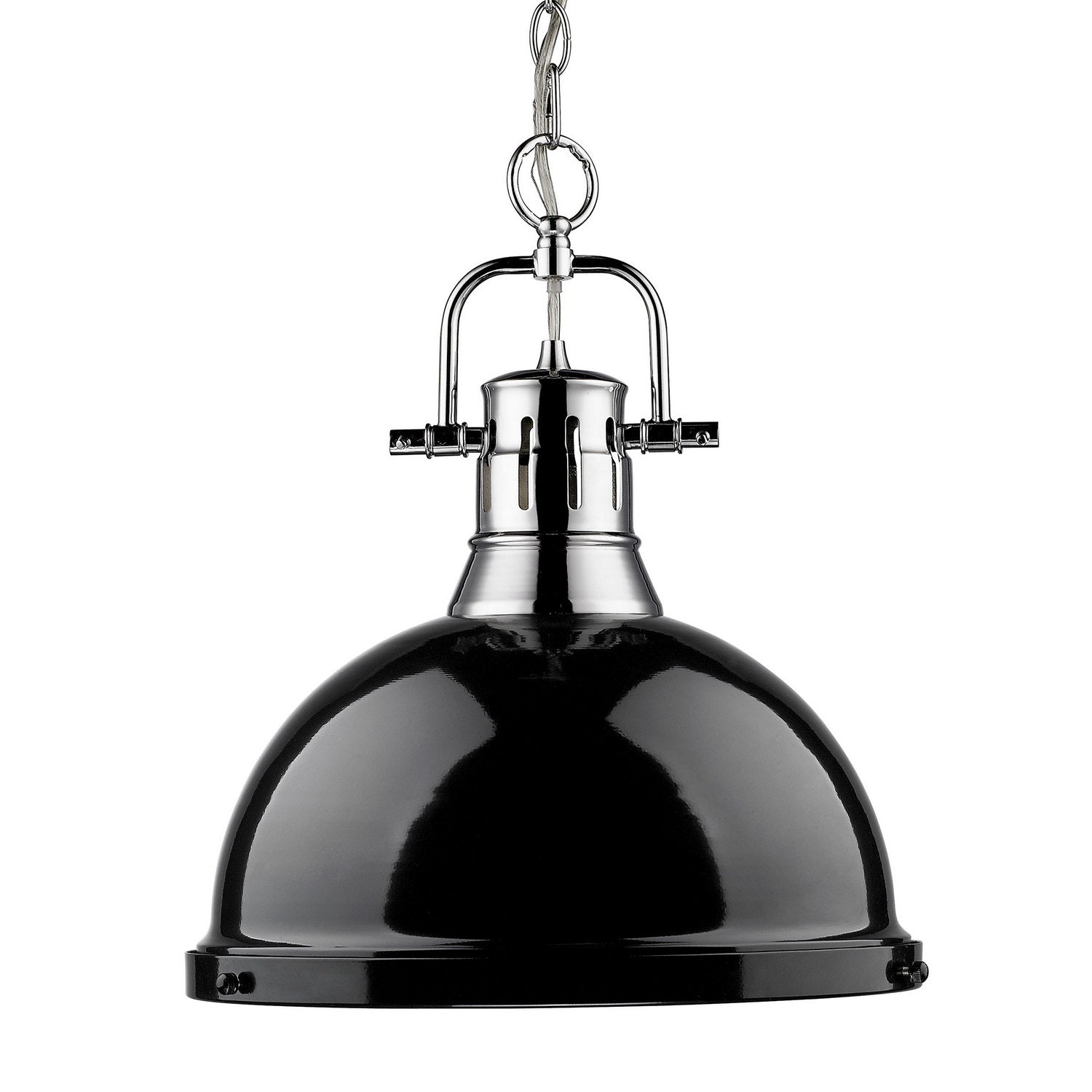 Golden - 3602-L CH-BK - One Light Pendant - Duncan - Chrome