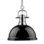 Golden - 3602-L CH-BK - One Light Pendant - Duncan - Chrome