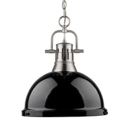 Golden - 3602-L PW-BK - One Light Pendant - Duncan - Pewter