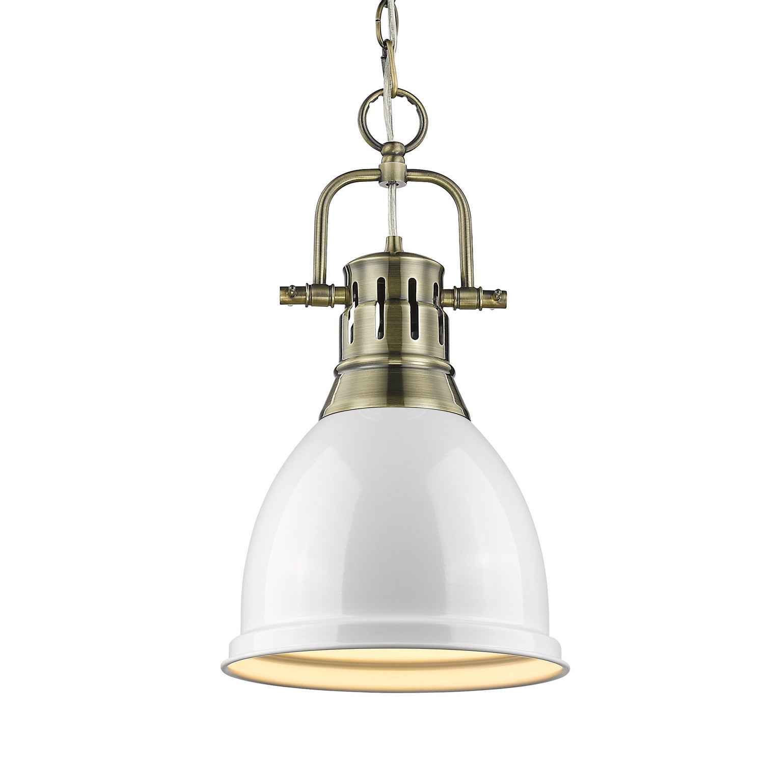 Golden - 3602-S AB-WH - One Light Pendant - Duncan - Aged Brass