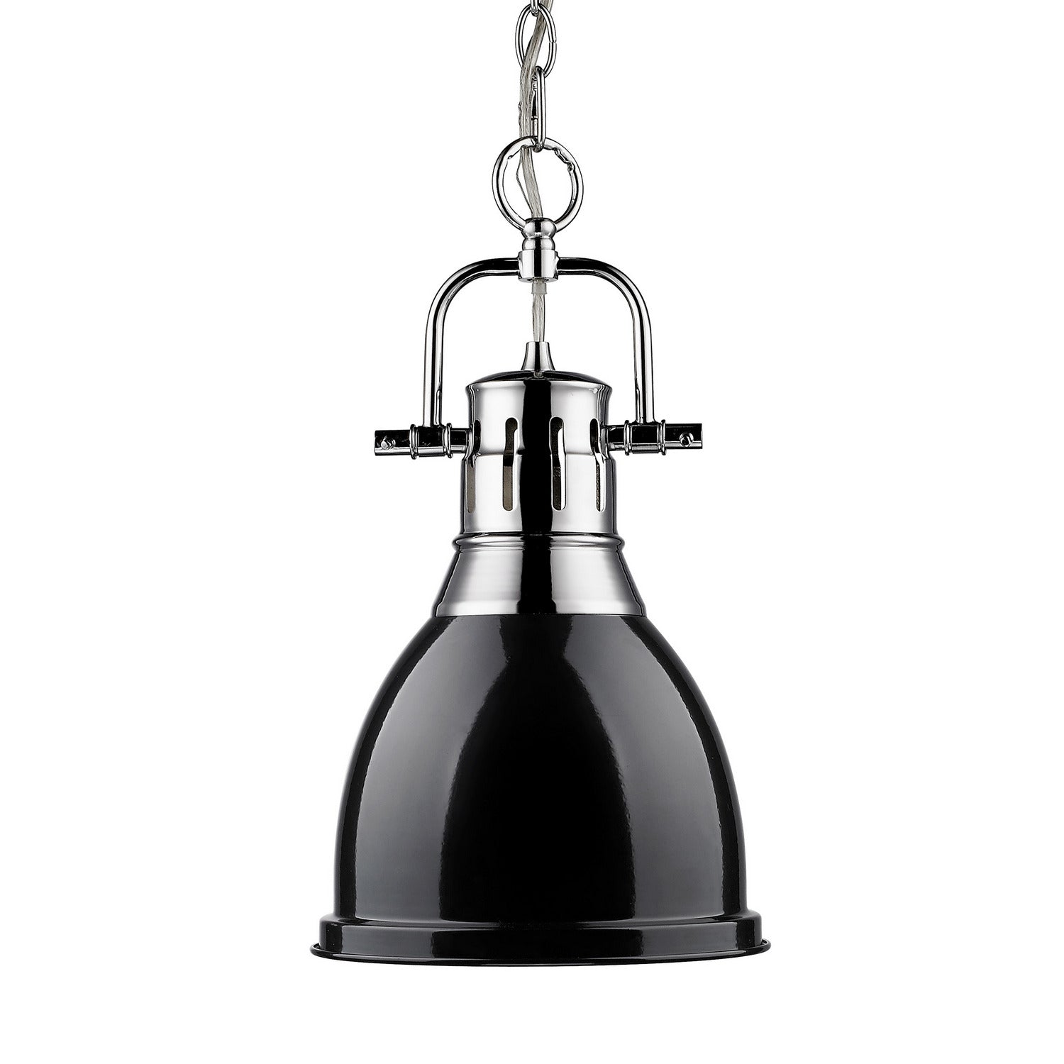 Golden - 3602-S CH-BK - One Light Pendant - Duncan - Chrome