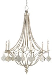 Currey and Company - 9343 - Six Light Chandelier - Grecian Silver Leaf/Antique Mirror