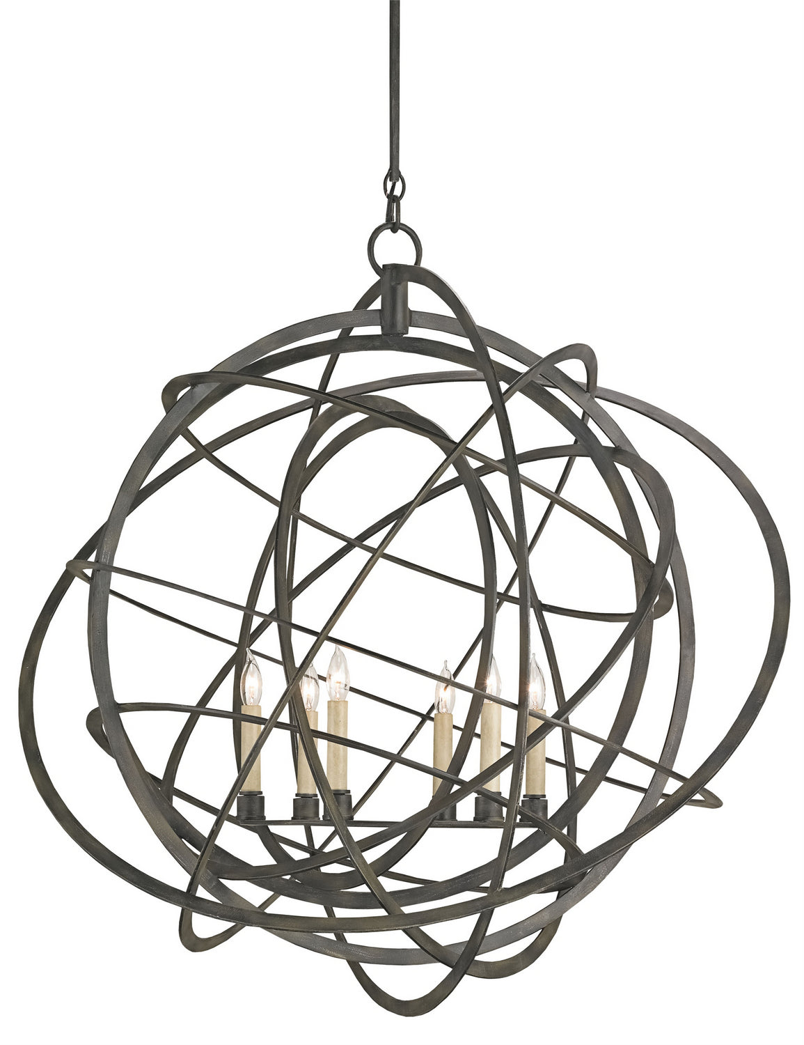 Currey and Company - 9488 - Six Light Chandelier - Black Iron
