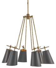 Currey and Company - 9503 - Six Light Chandelier - Old Brass/Marbella Black/Contemporary Gold Leaf
