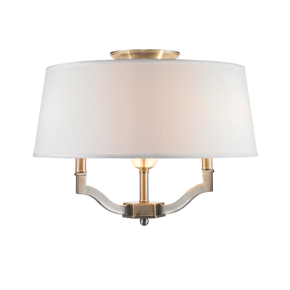 Golden - 3500-SF PW-CWH - Three Light Semi-Flush Mount - Waverly - Pewter