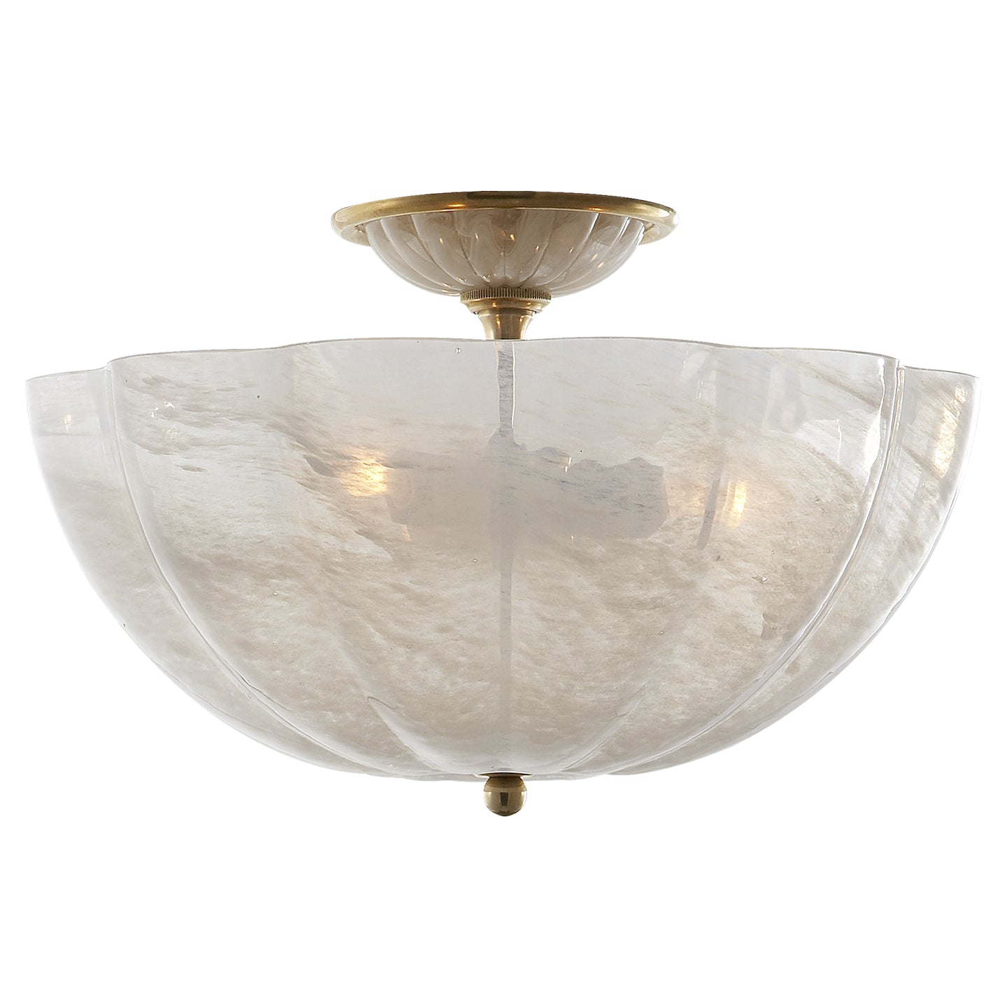 Visual Comfort Signature Rosehill Three Light Semi Flush Mount in Hand-Rubbed Antique Brass