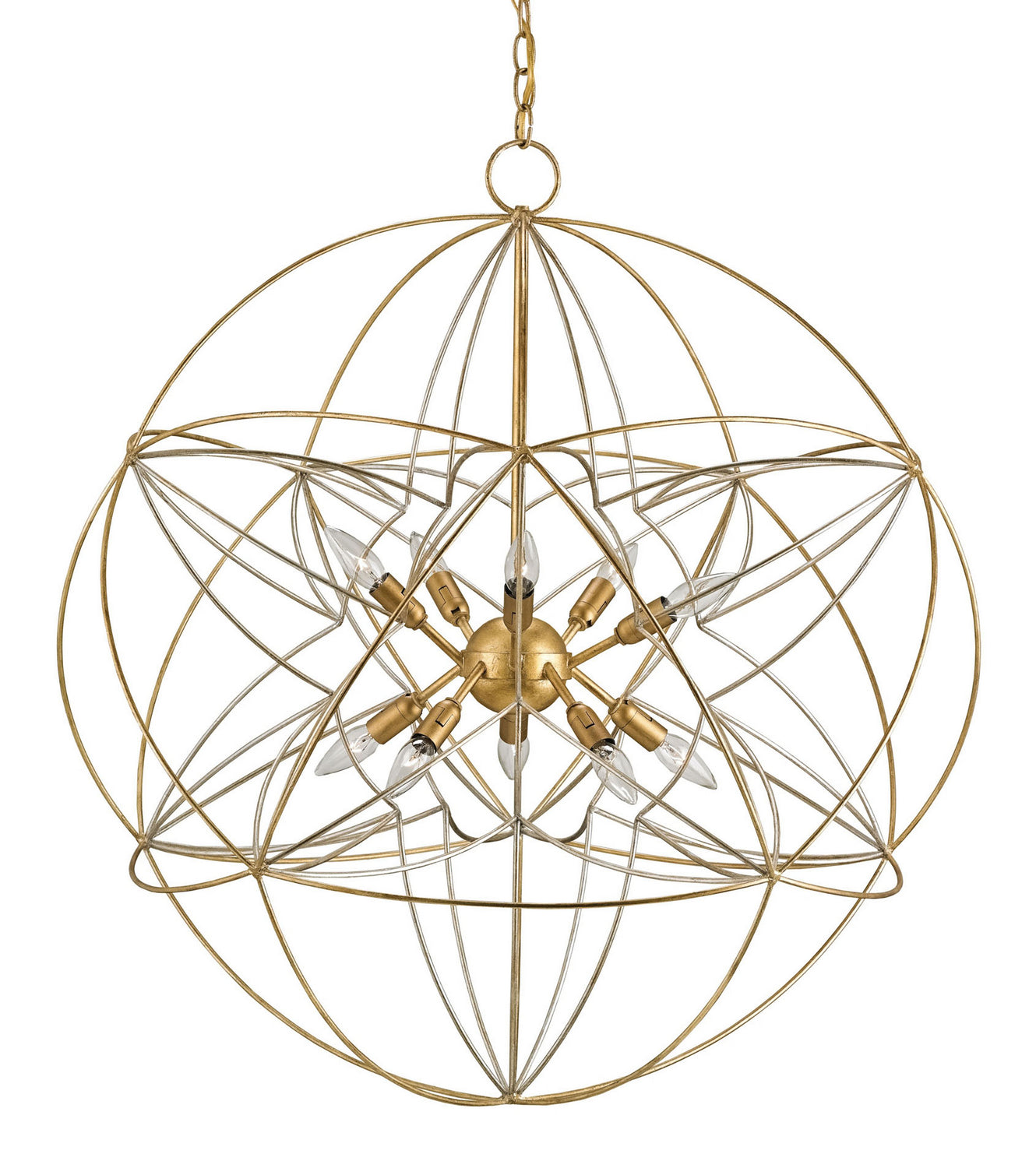 Currey and Company - 9840 - Ten Light Chandelier - Contemporary Gold Leaf/Contemporary Silver Leaf