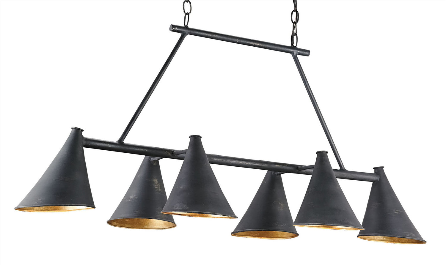 Currey and Company - 9841 - Six Light Chandelier - French Black/Contemporary Gold Leaf