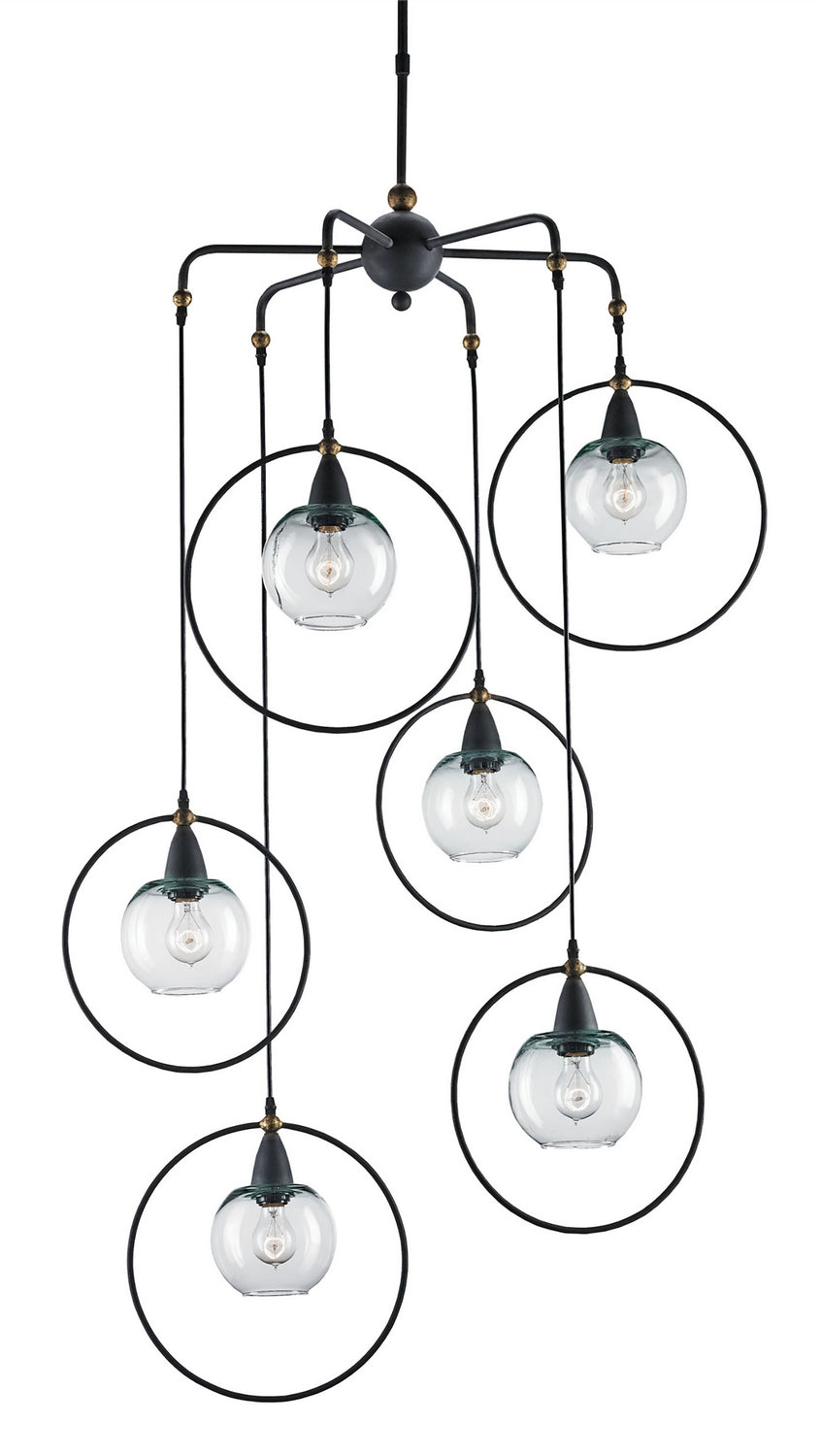 Currey and Company - 9869 - Six Light Pendant - Blacksmith/Old Brass