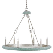 Currey and Company - 9870 - Six Light Chandelier - Silver Granello/Seaglass
