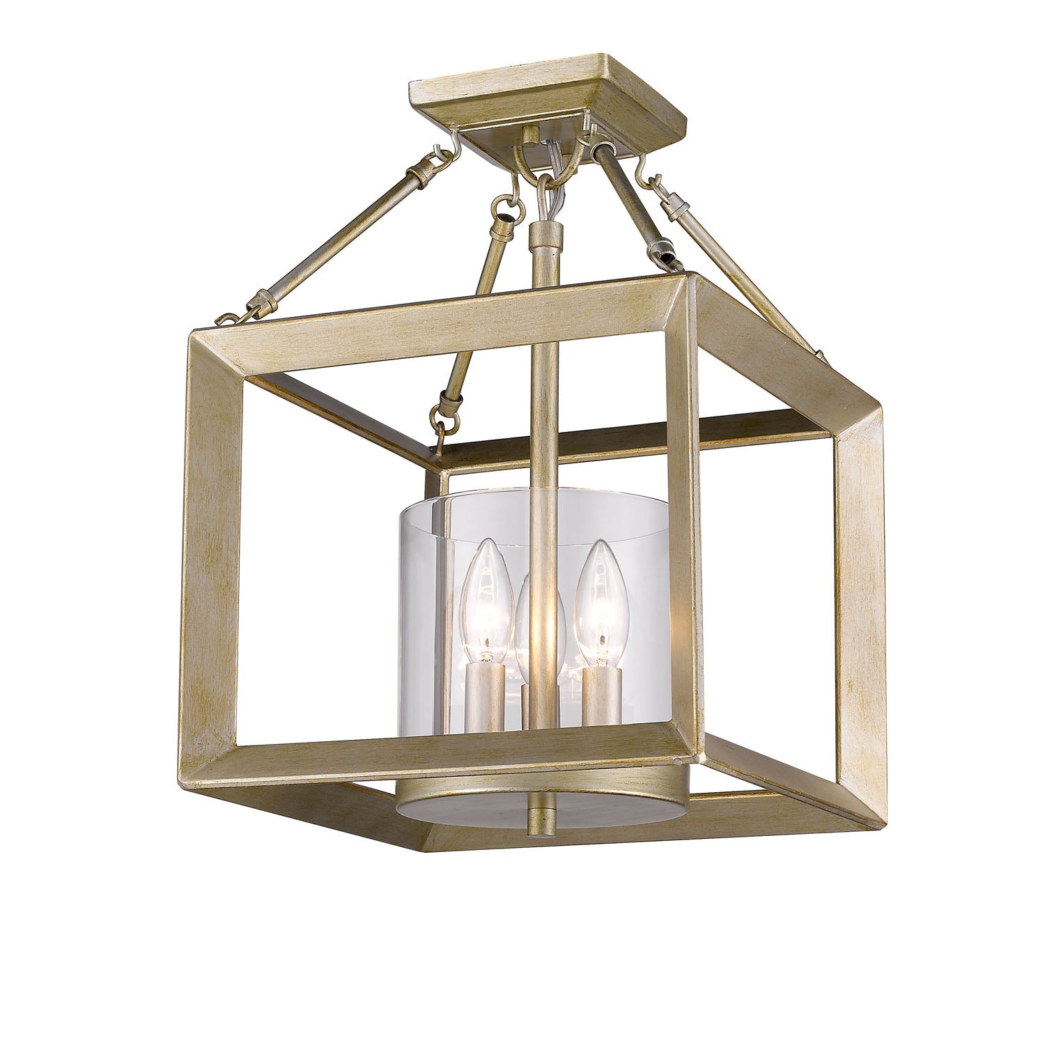 Golden - 2073-SF WG-CLR - Three Light Semi-Flush Mount - Smyth - White Gold