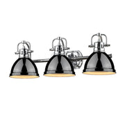 Golden - 3602-BA3 CH-BK - Three Light Bath Vanity - Duncan - Chrome