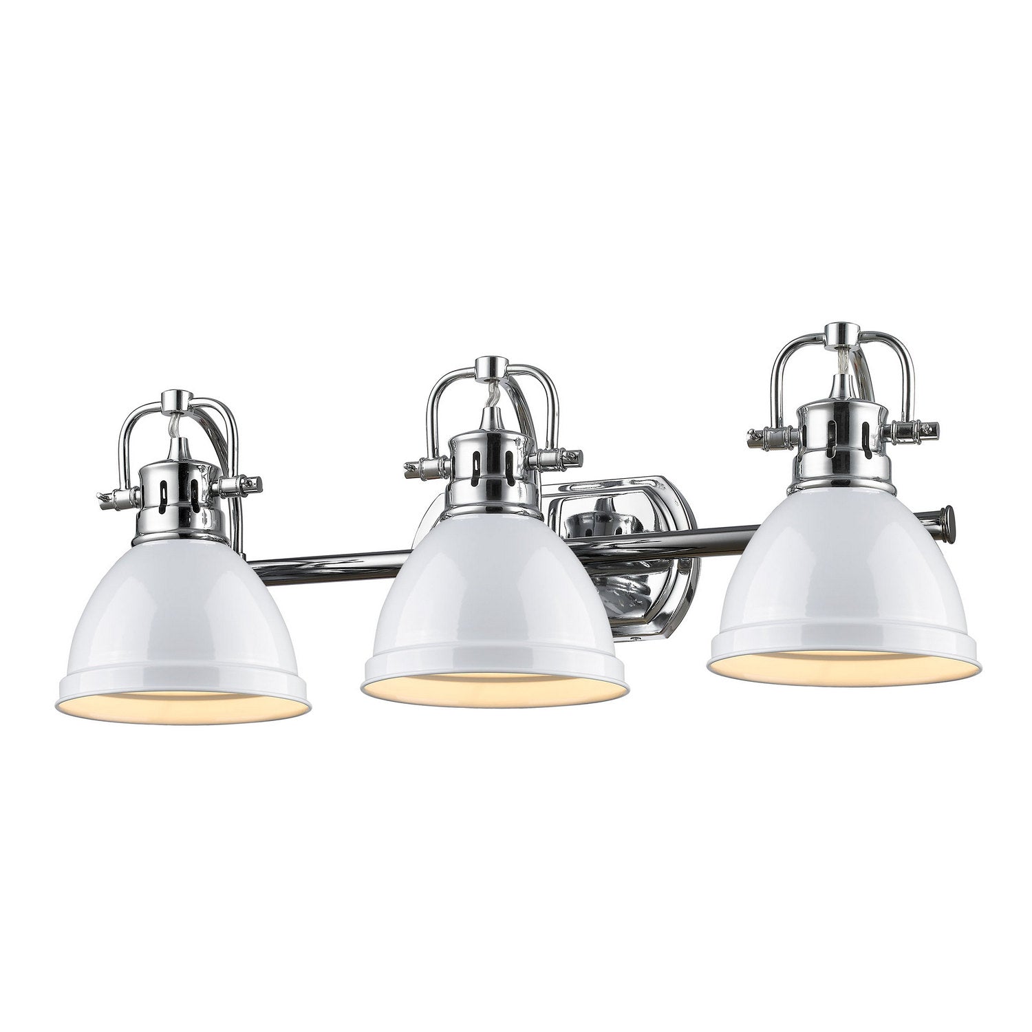Golden - 3602-BA3 CH-WH - Three Light Bath Vanity - Duncan - Chrome