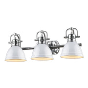 Golden - 3602-BA3 CH-WH - Three Light Bath Vanity - Duncan - Chrome