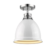 Golden - 3602-FM CH-WH - One Light Flush Mount - Duncan - Chrome