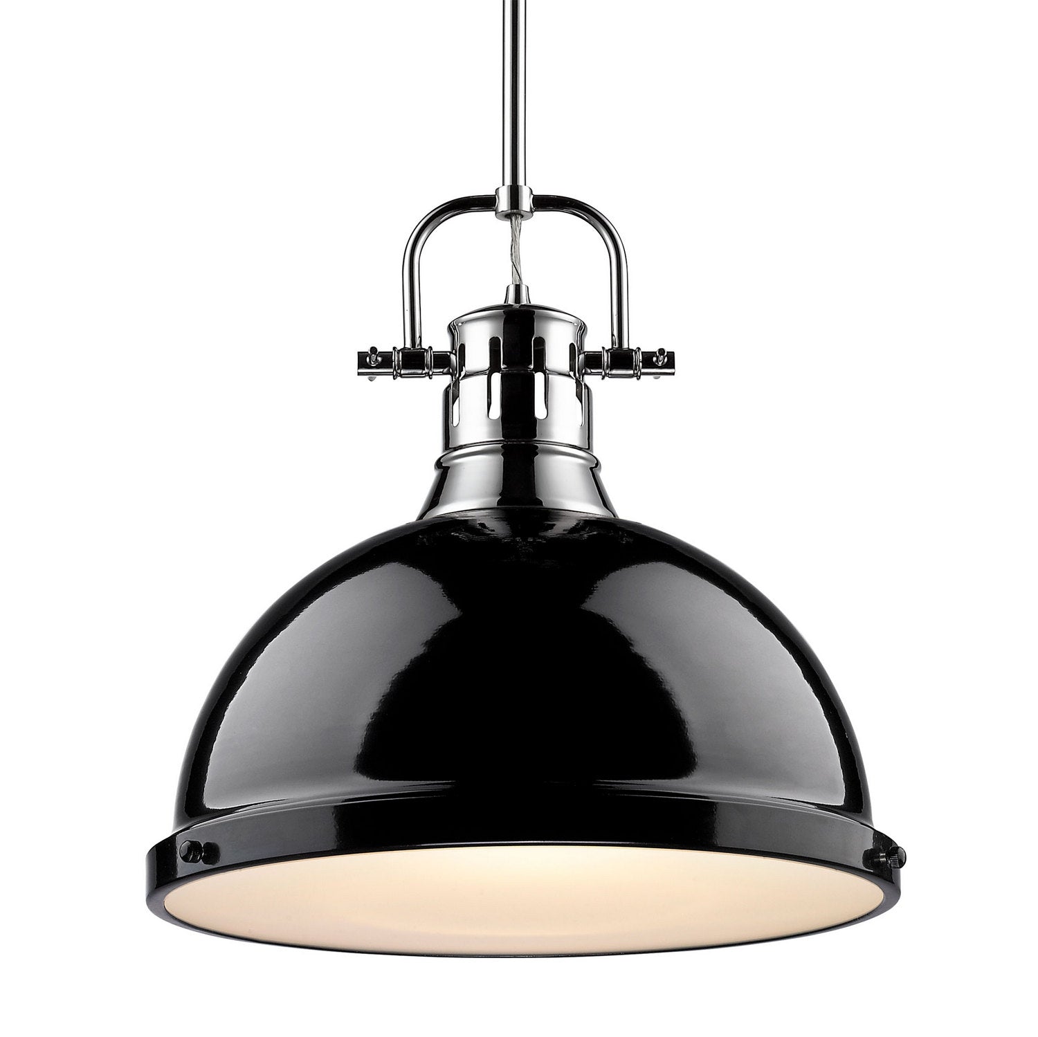Golden - 3604-L CH-BK - One Light Pendant - Duncan - Chrome