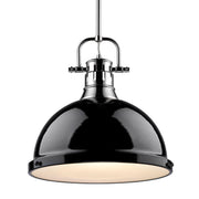 Golden - 3604-L CH-BK - One Light Pendant - Duncan - Chrome