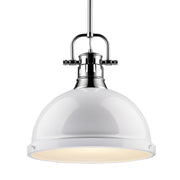 Golden - 3604-L CH-WH - One Light Pendant - Duncan - Chrome