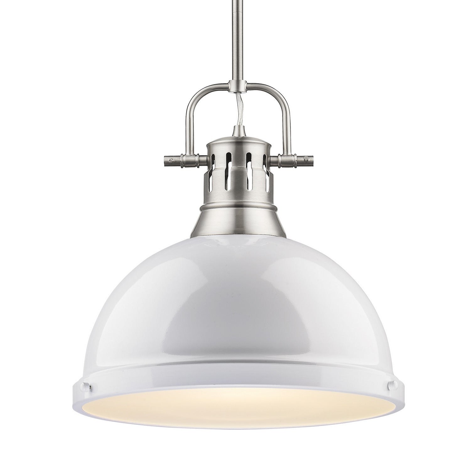 Golden - 3604-L PW-WH - One Light Pendant - Duncan - Pewter