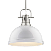 Golden - 3604-L PW-WH - One Light Pendant - Duncan - Pewter