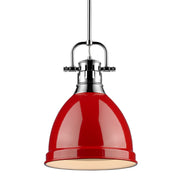Golden - 3604-S CH-RD - One Light Pendant - Duncan - Chrome