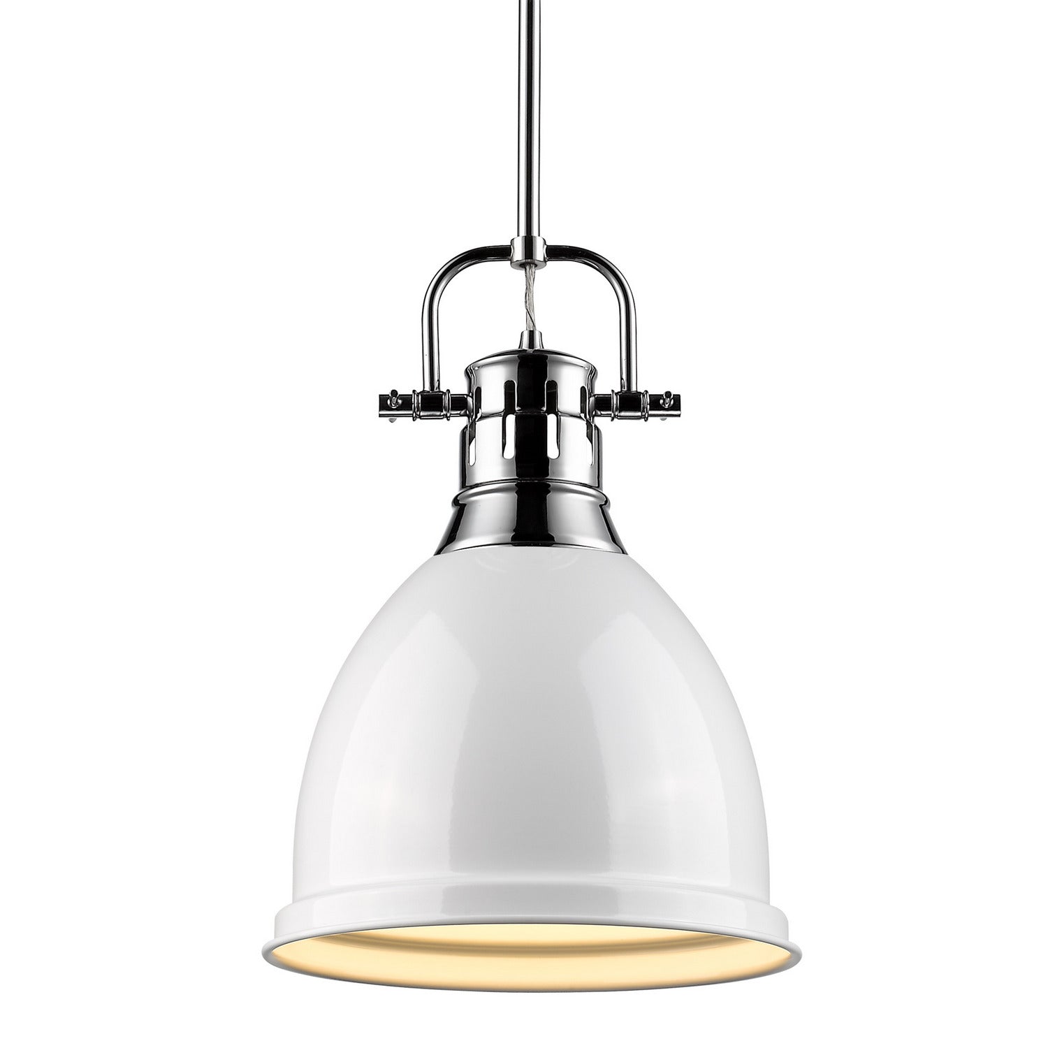 Golden - 3604-S CH-WH - One Light Pendant - Duncan - Chrome
